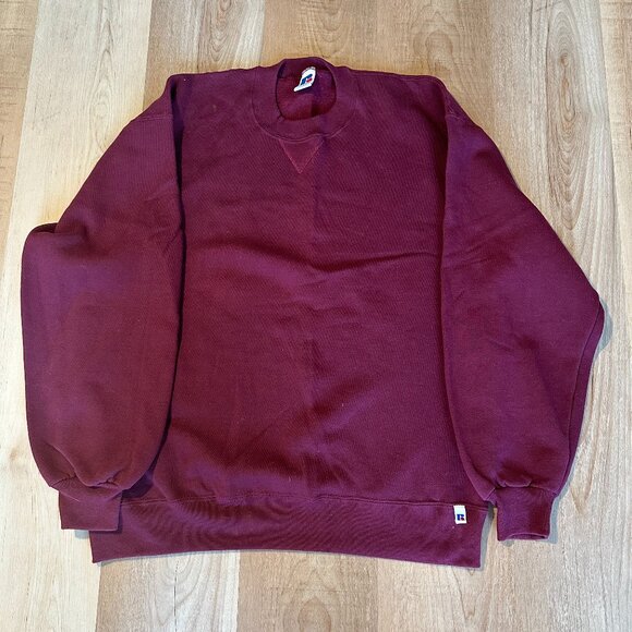 VTG Russell Athletic Sweatshirt Men L Maroon Crew Neck 90s USA Made Pullover - Picture 2 of 8